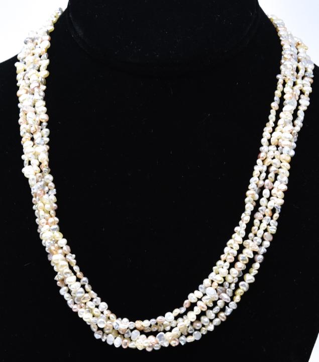 14k Yellow Gold & Multi Color Keshi Pearl Necklace (1 of 6)