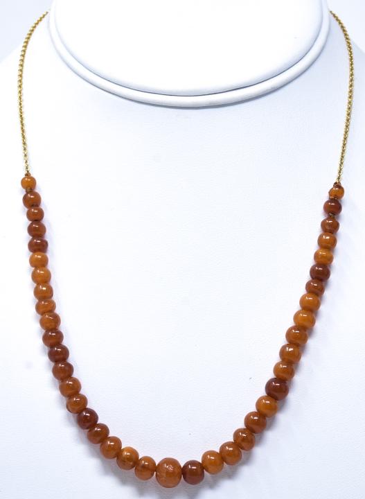 Vintage 10kt Yellow Gold & Amber Bead Necklace (1 of 5)