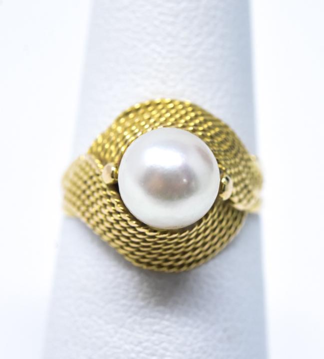 Estate 18kt Yellow Gold & Cultured Pearl Ring (1 of 5)