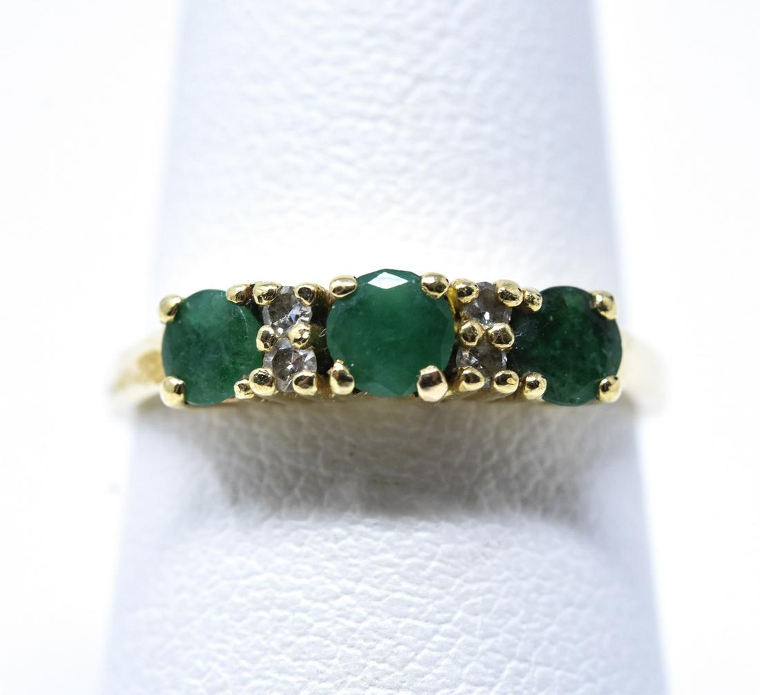 Vintage 10kt Yellow Gold Emerald & Diamond Ring (1 of 5)