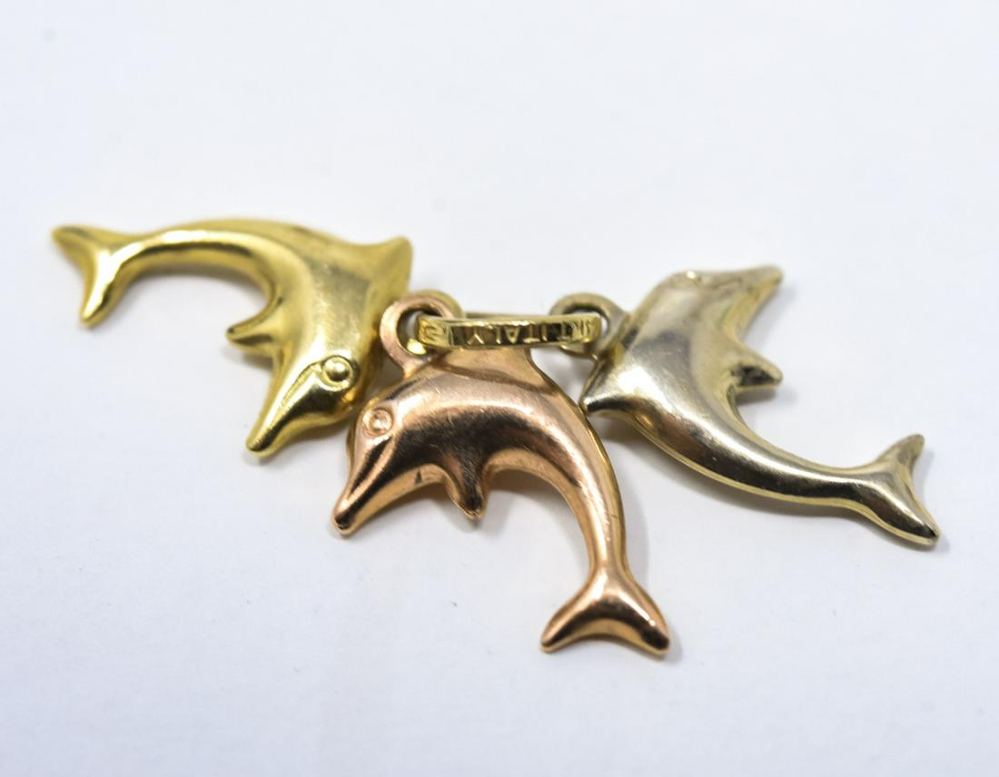 Vintage 14kt Tri Color Gold Dolphin Pendant (1 of 4)