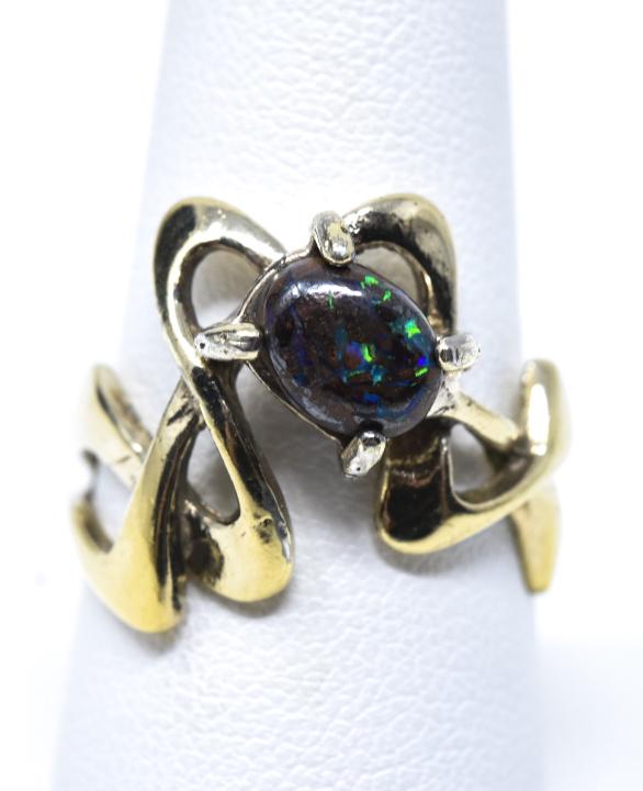 Uncas Art Nouveau Style Sterling & Opal Ring (1 of 5)