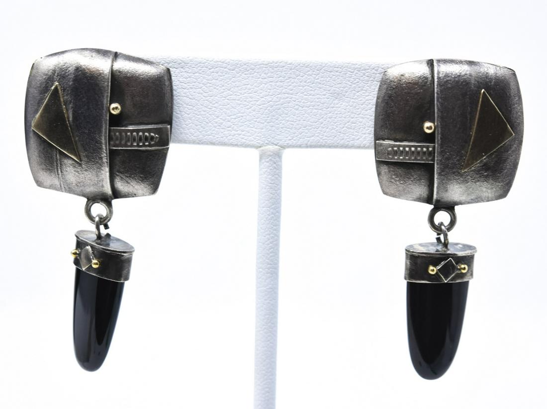 Pair Studio Jim Ayres Sterling 18k & Onyx Earrings (1 of 4)