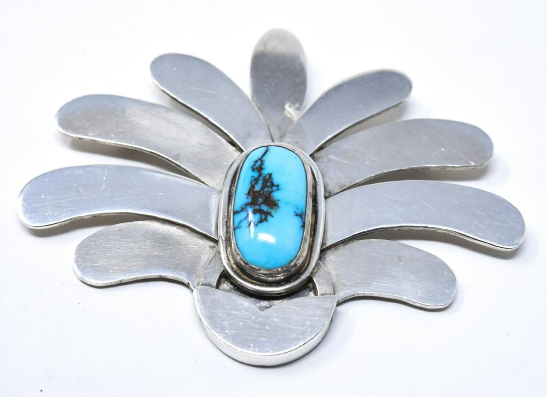 Juni Sterling & Turquoise Native American Brooch (1 of 6)