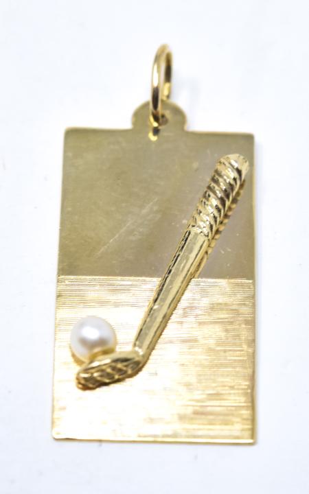14kt Yellow Gold & Pearl Golf Club Charm / Pendant (1 of 5)