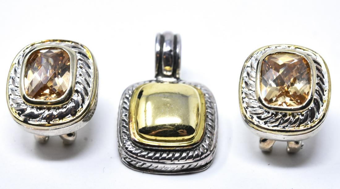 David Yurman Style Sterling Pendant & Earrings (1 of 7)