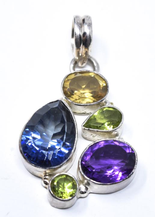 Inca Sterling Peridot Amethyst Citrine Pendant (1 of 5)