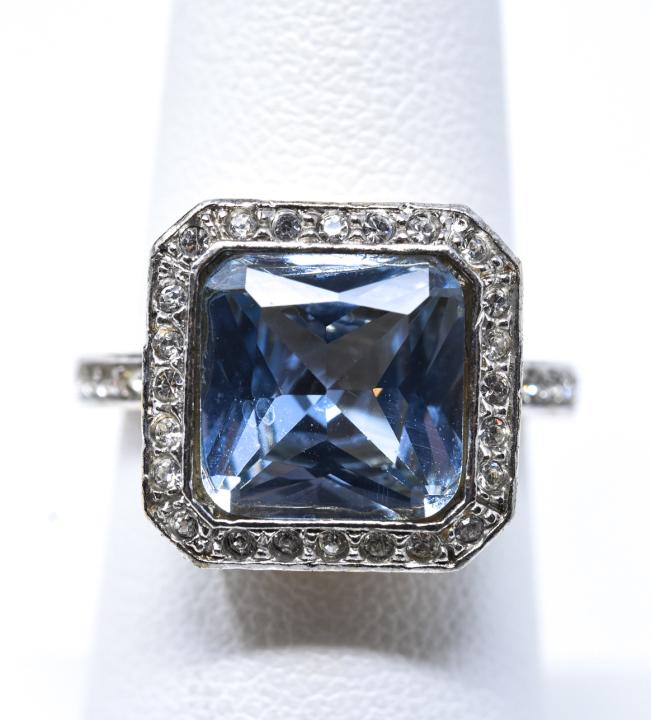 Italian Sterling Silver & Blue Stone Ring (1 of 5)