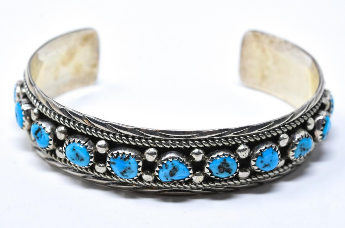 Native American PR Sterling & Turquoise Bracelet (1 of 5)