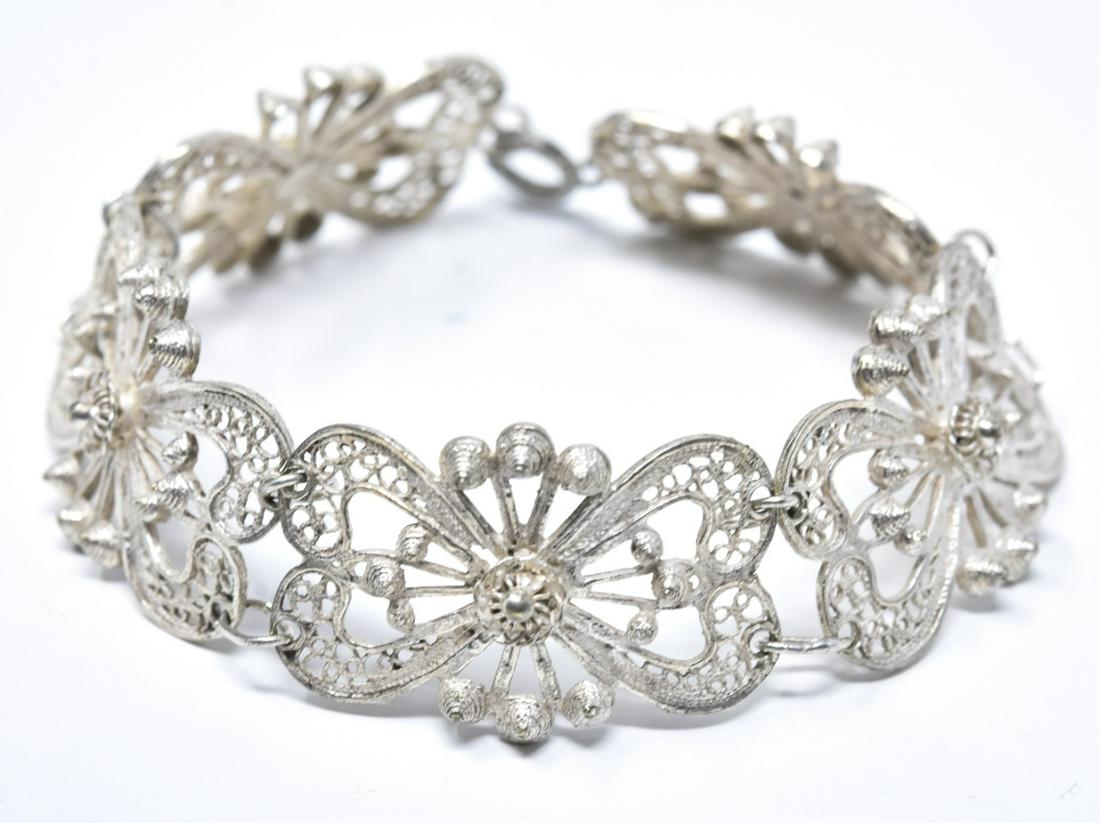 Sterling Filigree Wirework Panel Link Bracelet (1 of 5)