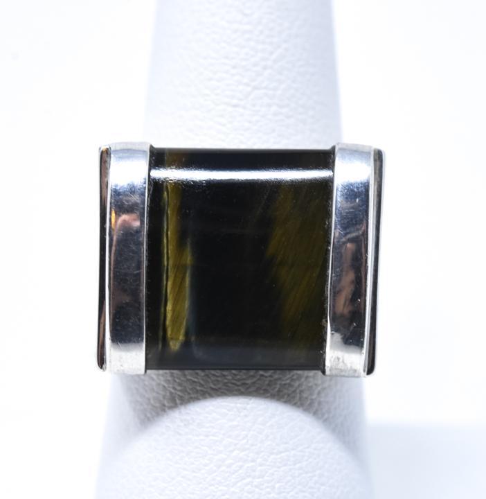 Sterling Silver & Tigers Eye Modernist Style Ring (1 of 6)