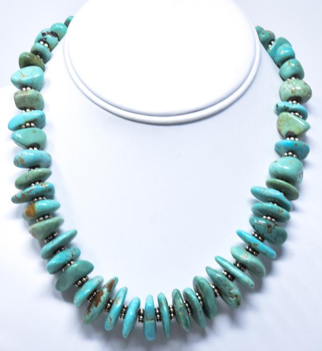 Sterling Silver & Turquoise Nugget Necklace (1 of 5)