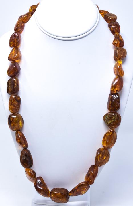 31 Large Natural Amber Pebble Bead Necklace (1 of 5)