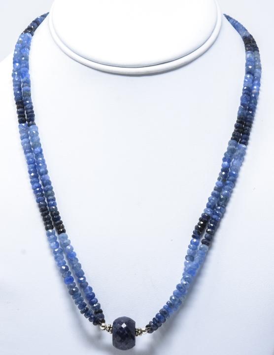 Handmade Sapphire Bead & Sterling Silver Necklace (1 of 6)