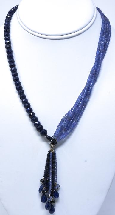 Handmade Necklace w Sapphire & Tanzanite Beads (1 of 6)