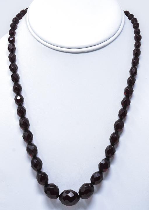 Estate Yellow Gold & Faceted Cherry Amber Necklace (1 of 5)