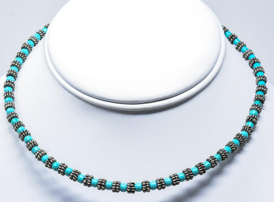 Vintage Mexican Sterling Silver & Turquoise Choker (1 of 6)