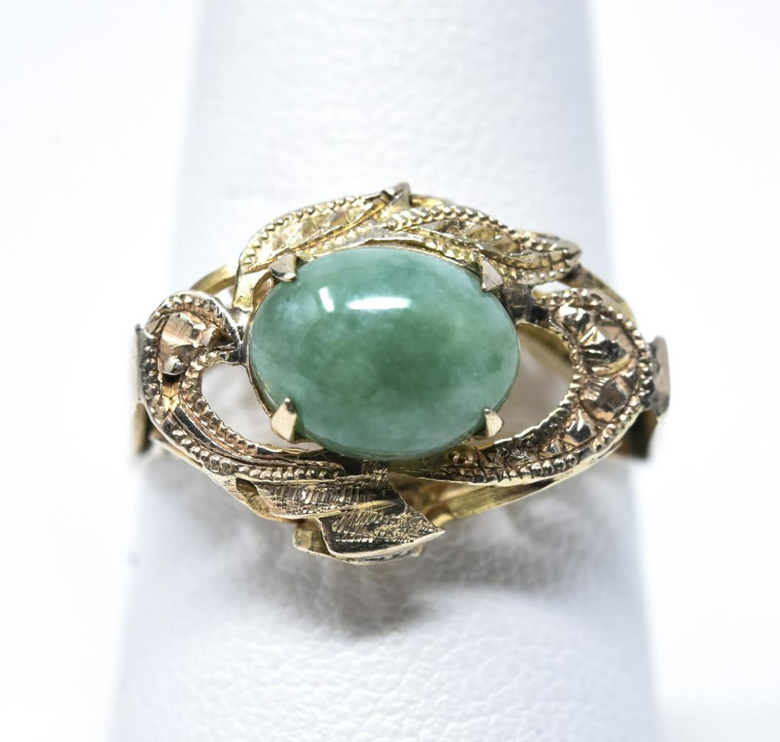 Vintage Vermeil Sterling & Jade Cabochon Ring (1 of 5)