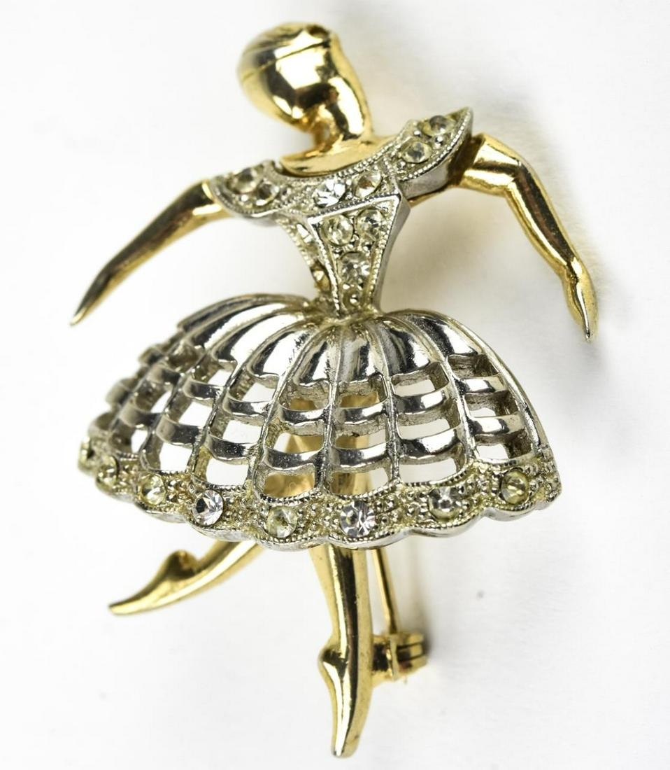 Vintage C 1950s Ballerina Brooch w Rhinestones (1 of 5)
