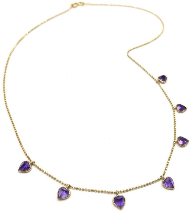 Estate Amethyst & 14k Gold Heart Necklace (1 of 3)