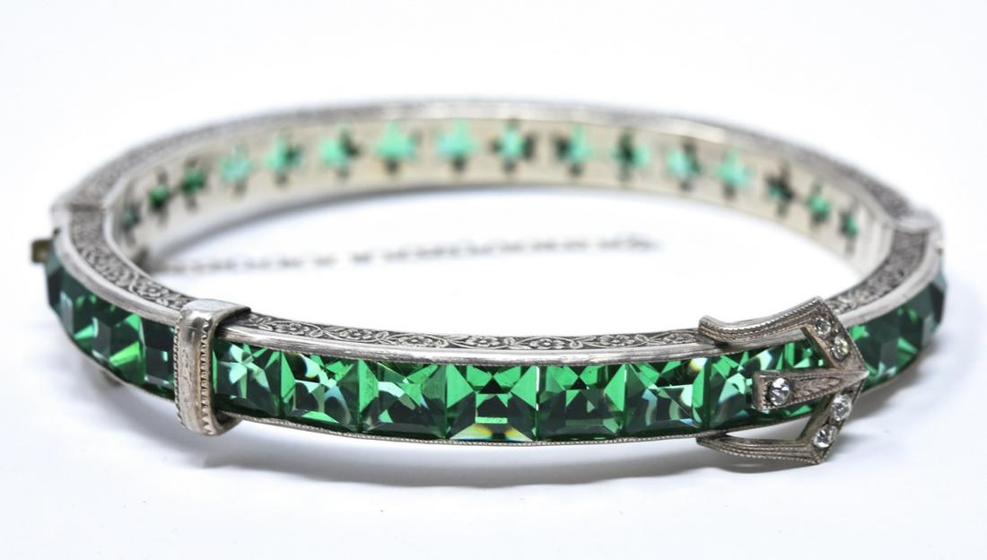 Antique Sterling Silver Channel Set Paste Bracelet (1 of 6)