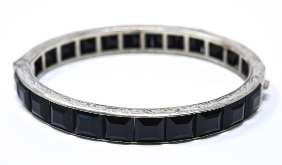 Antique Sterling Silver Channel Set Paste Bracelet (1 of 5)