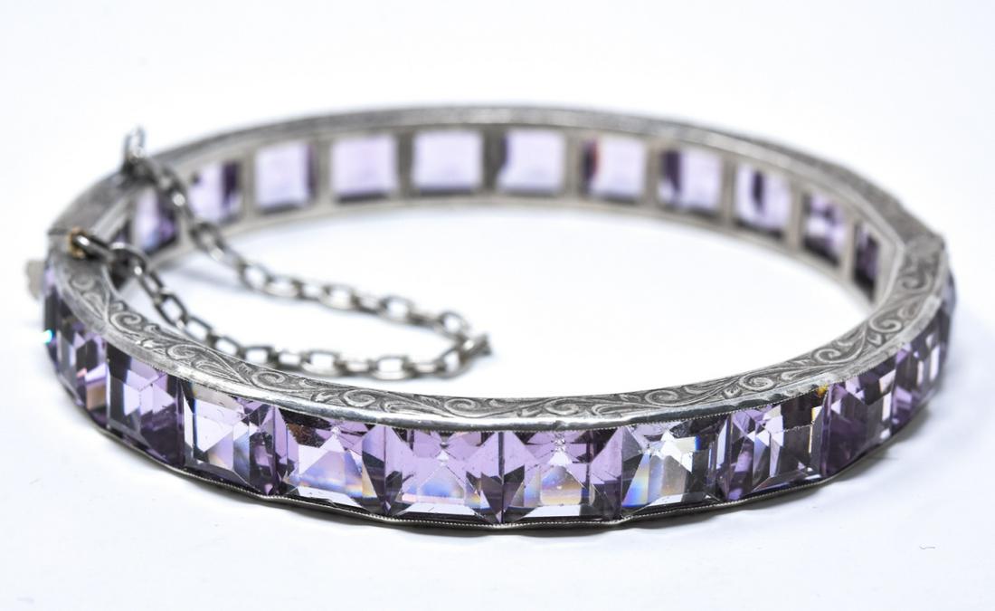 Antique Sterling Silver Channel Set Paste Bracelet (1 of 6)