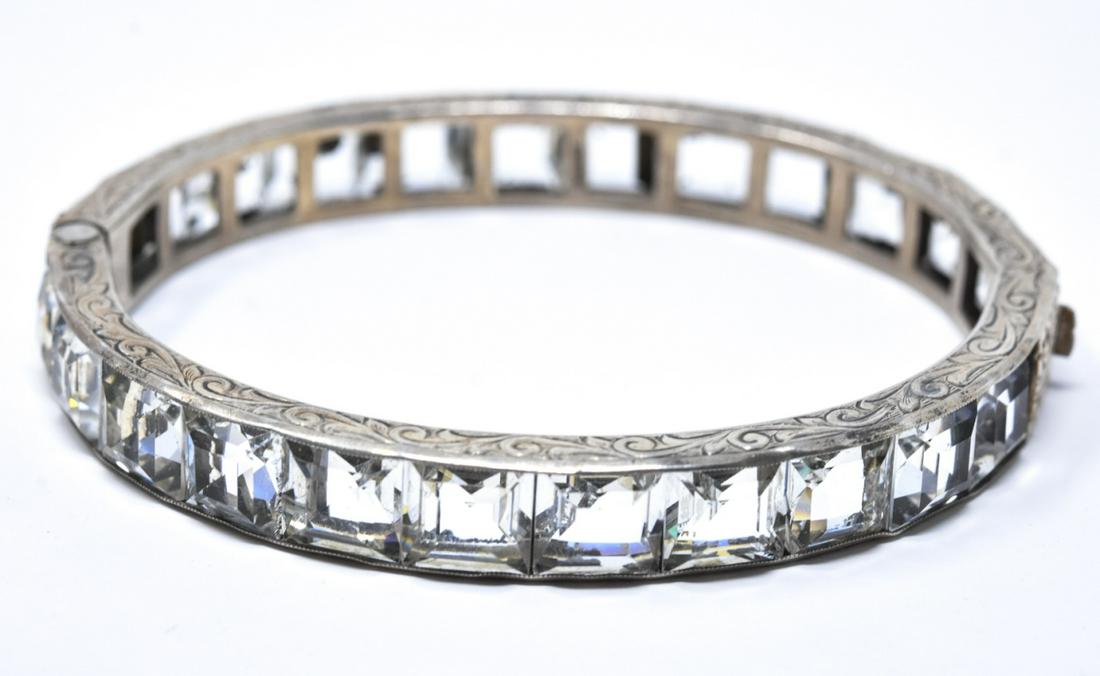 Antique Sterling Silver Channel Set Paste Bracelet (1 of 5)