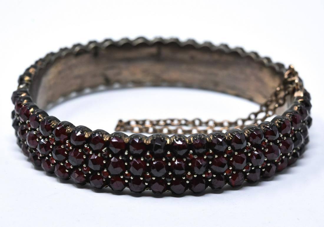 Antique 19th C Rose Cut Garnet Bangle Bracelet (1 of 5)