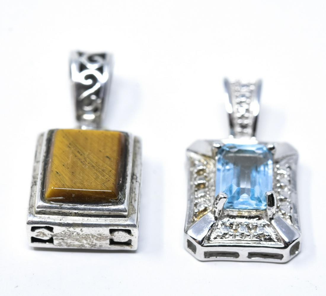 Two Sterling Silver Pendants Tiger's Eye & Aqua (1 of 3)