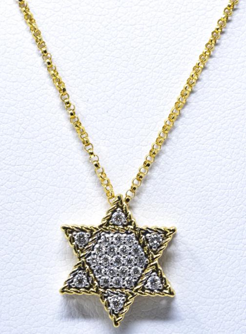 18kt Yellow Gold & Diamond Judaica Necklace (1 of 6)