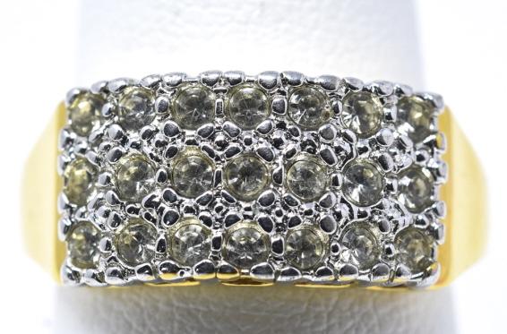 18k Yellow Gold & Three Row Diamond Ring (1 of 5)