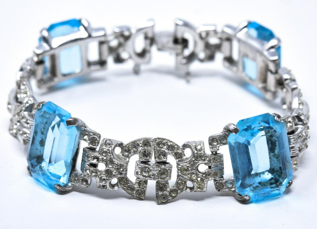 Antique Art Deco Aquamarine Paste Bracelet (1 of 6)