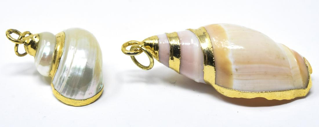 Two Natural Shell & Gold Plate Necklace Pendants (1 of 5)
