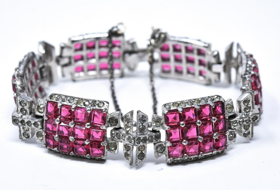Antique Art Deco Ruby Paste Costume Bracelet (1 of 5)