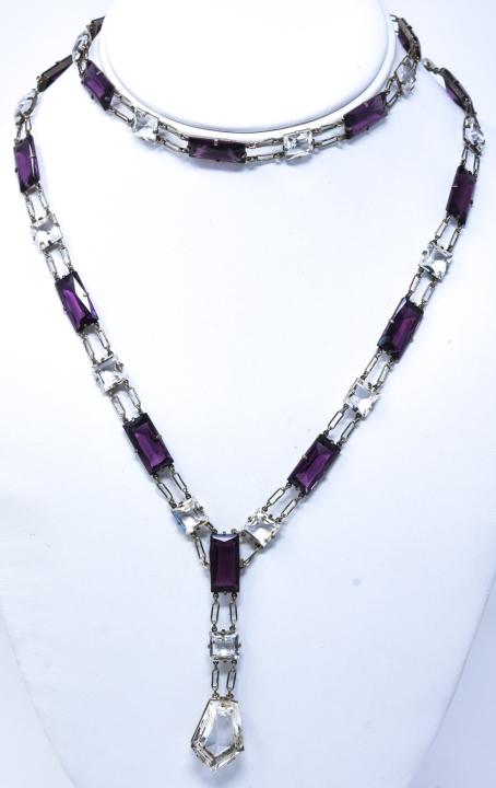 Antique Art Deco Amethyst Paste Costume Necklace (1 of 5)