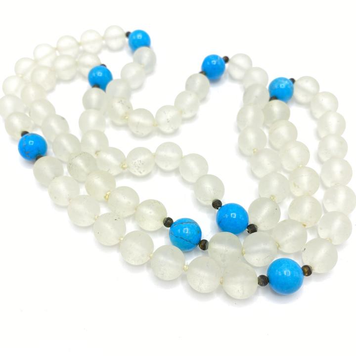 Vintage Turquoise & Rock Crystal Beaded Necklace (1 of 3)