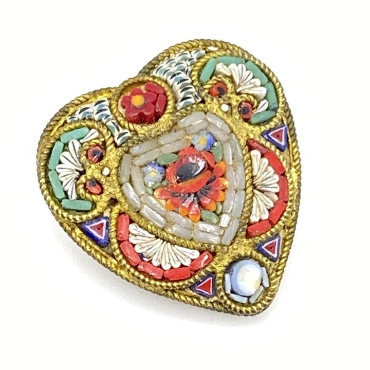 Vintage or Antique Micro Mosaic Heart Brooch (1 of 3)
