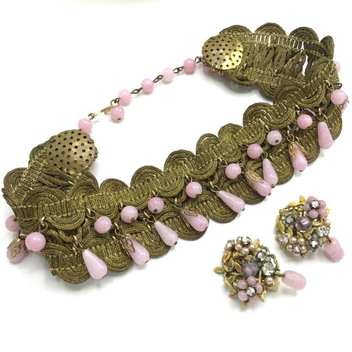 Vintage 1940s Miriam Haskell Style Jewelry Set (1 of 4)