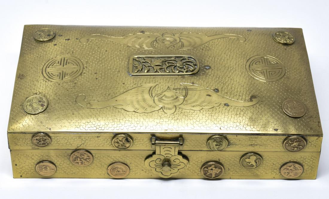 Asian Bat Motif Heavy Brass Table Box (1 of 7)