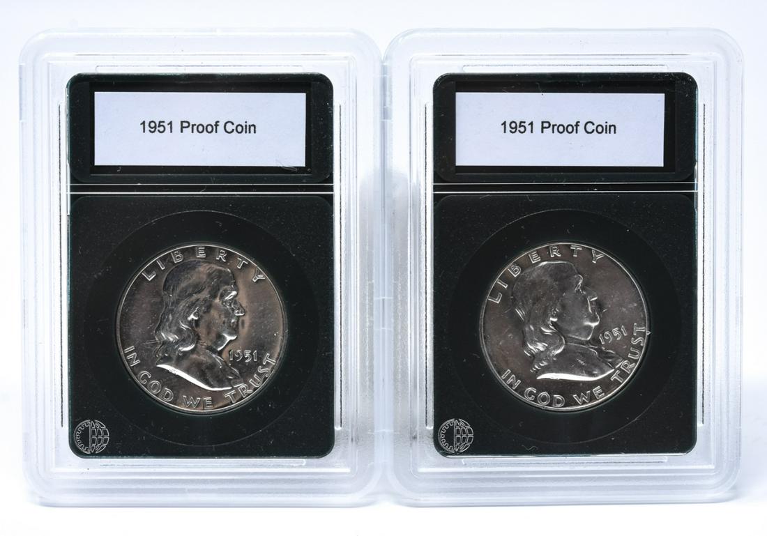 2 1951 Ben Franklin Half Dollar Proof Coins (1 of 5)