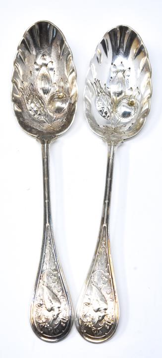 Pair of Repousse Sterling Silver Serving Spoons (1 of 6)