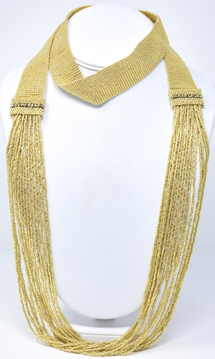 Gold Toned Mesh Beaded Costume Jewelry Necklace (1 of 6)