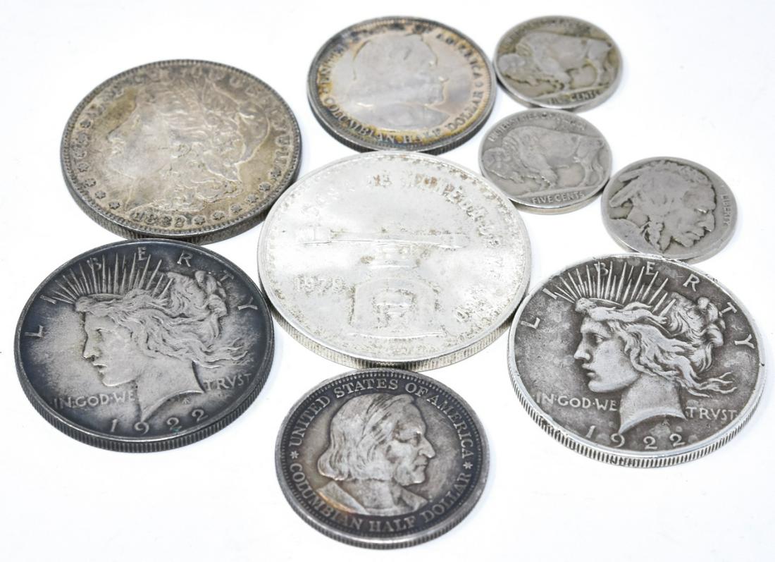 Collection of U.S. Silver Coins Incl Peace Dollars (1 of 6)