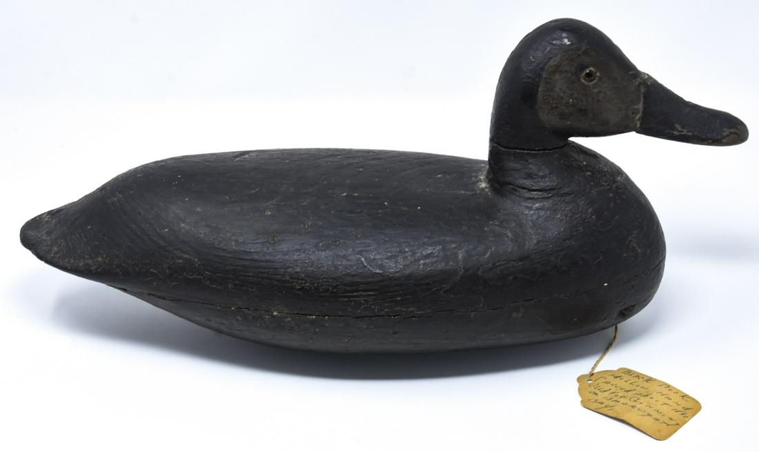 Antique C 1840 Hand Carved Black Duck Decoy (1 of 6)