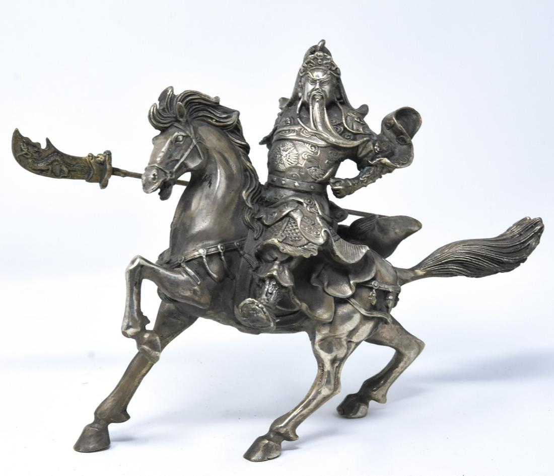 Chinese Spelter Warrior Figural Statue (1 of 7)