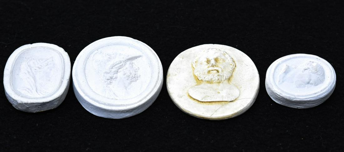 Collection of Antique / Vintage Grand Tour Cameos: Collection of Antique / Vintage Grand Tour Cameos in Cast Plaster. Largest measures just under 2 inches in length.