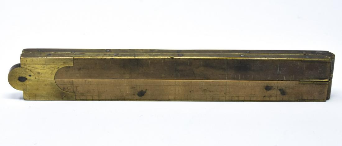 Antique Gilt Brass & Boxwood Architects Ruler: Antique Gilt Brass & Boxwood Architects Drafting Folding Ruler. Marked WARRENTED BOXWOOD. Measures 24 inches when fully opened.