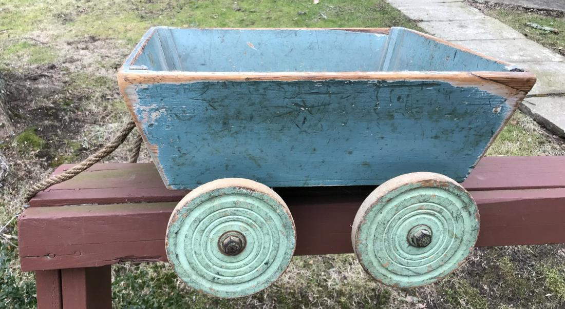 Antique Handmade & Hand Painted Wagon Pull Toy (1 of 3)