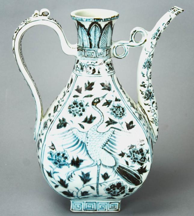 Chinese Blue & White Porcelain Crane Ewer (1 of 6)